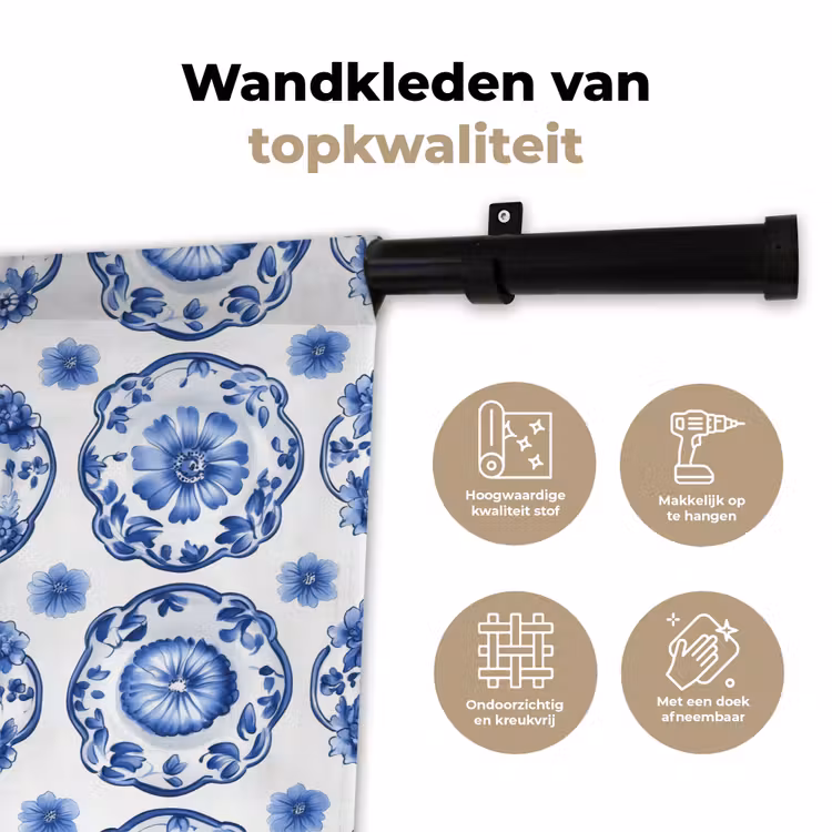 Sierborden - Bloemen - Blauw Wandkleed katoen klein 269 -sfeer2