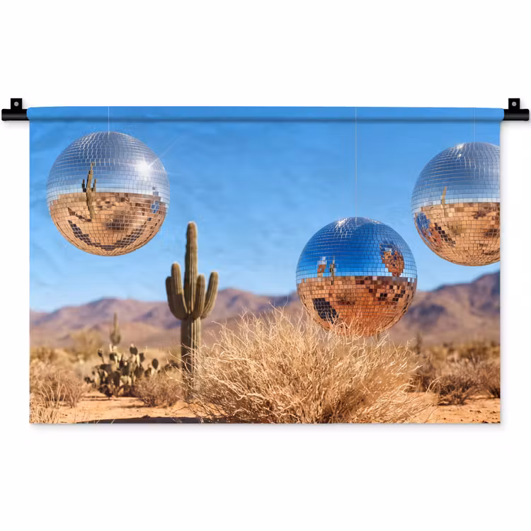 Wall Hanging - Desert - Mirror Ball - Art - Woestijn - Spiegelbal - Kunst Wandkleed katoen klein