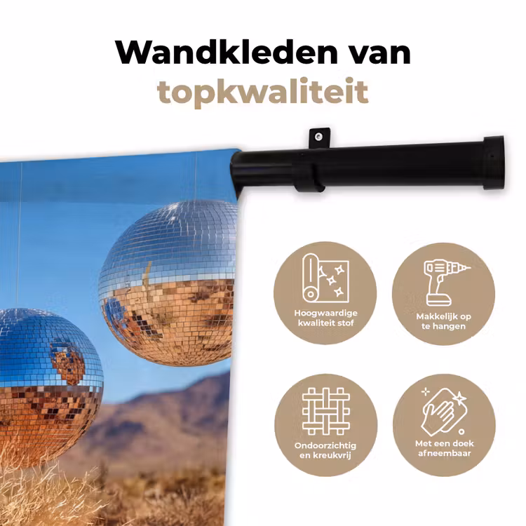 Wall Hanging - Desert - Mirror Ball - Art - Woestijn - Spiegelbal - Kunst Wandkleed katoen klein