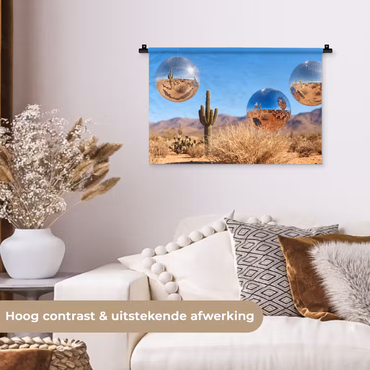 Wall Hanging - Desert - Mirror Ball - Art - Woestijn - Spiegelbal - Kunst Wandkleed katoen klein