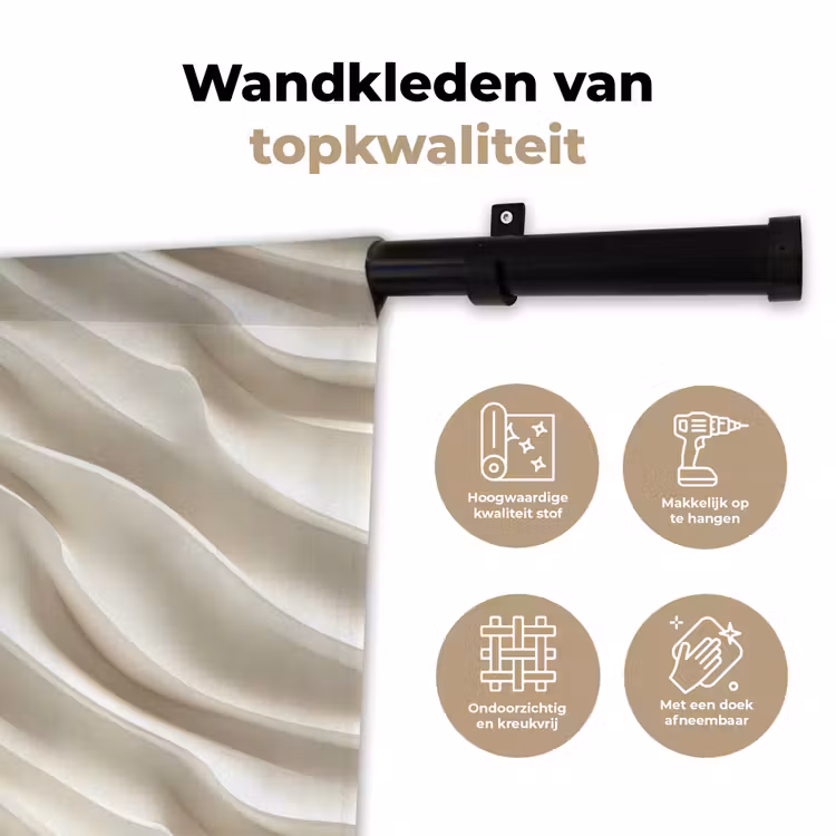 Diagonaal - Golven - Crème Wandkleed katoen klein 269 -sfeer2