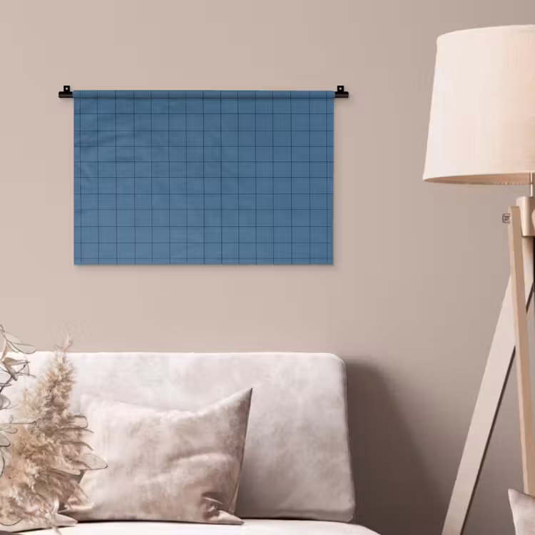 Ruiten - Geometrisch - Blauw Wandkleed katoen klein 269 -sfeer4