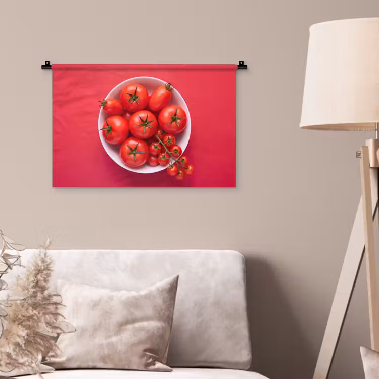 Wall Hanging - Dinner Plate - Red - Eten - Kom - Rood Wandkleed katoen klein