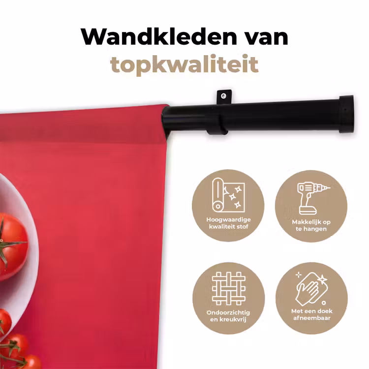 Wall Hanging - Dinner Plate - Red - Eten - Kom - Rood Wandkleed katoen klein