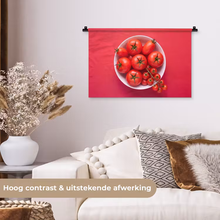 Wall Hanging - Dinner Plate - Red - Eten - Kom - Rood Wandkleed katoen klein