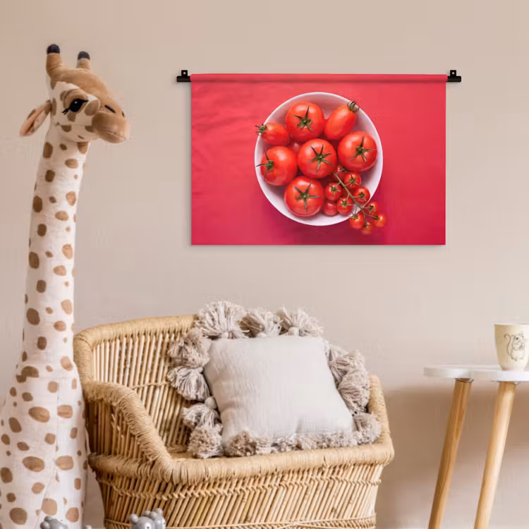 Wall Hanging - Dinner Plate - Red - Eten - Kom - Rood Wandkleed katoen klein