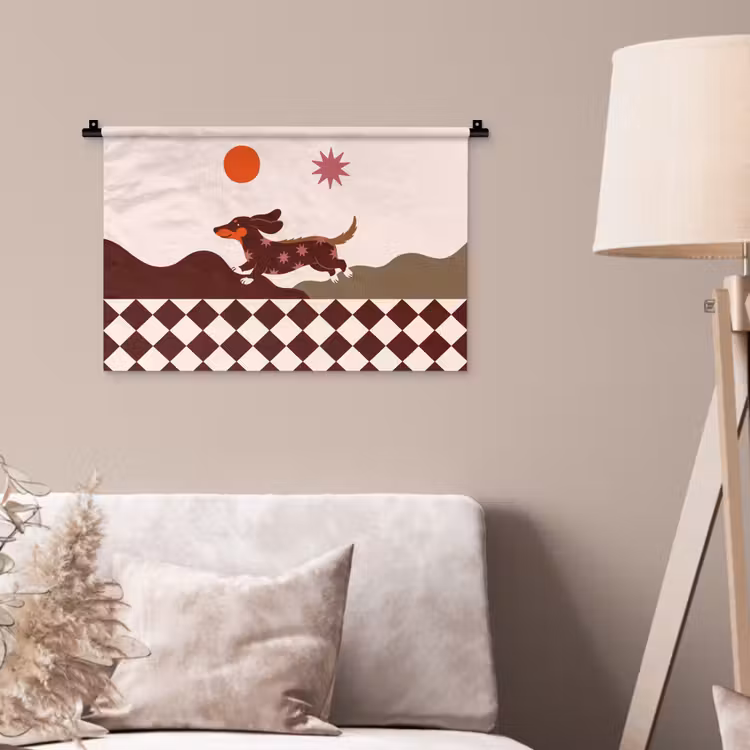 Hond - Abstract - Dieren - Modern - Bruin Wandkleed katoen klein -sfeer4