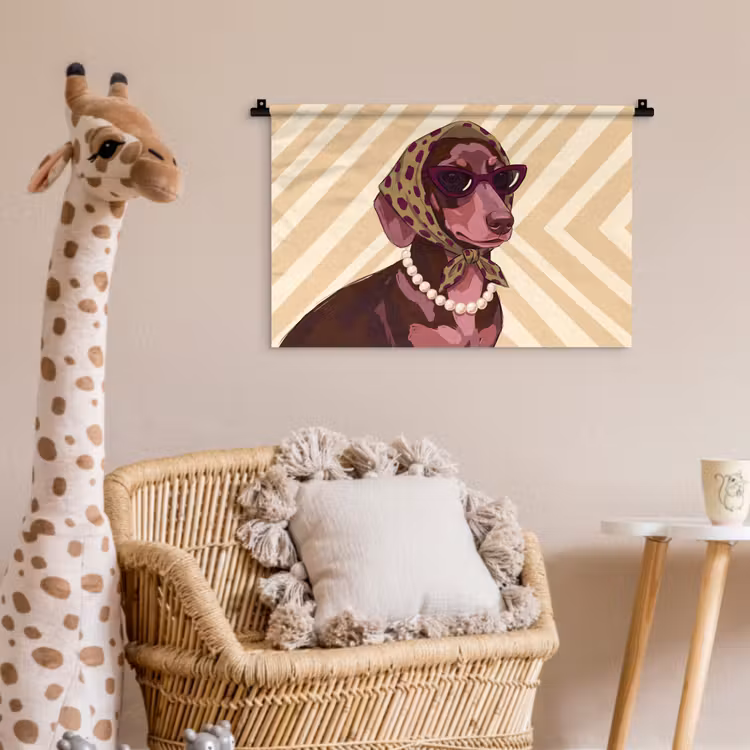 Hond - Zonnebril - Hoofddoek - Dieren - Modern Wandkleed katoen klein -wsfeer5_kind