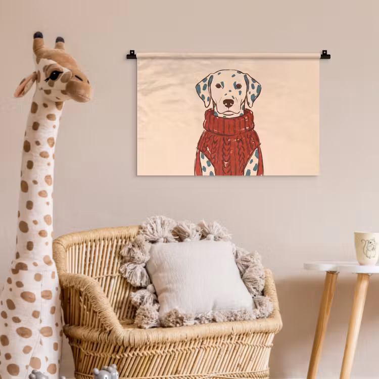 Hond - Trui - Winter - Dieren - Rood Wandkleed katoen klein -wsfeer5_kind