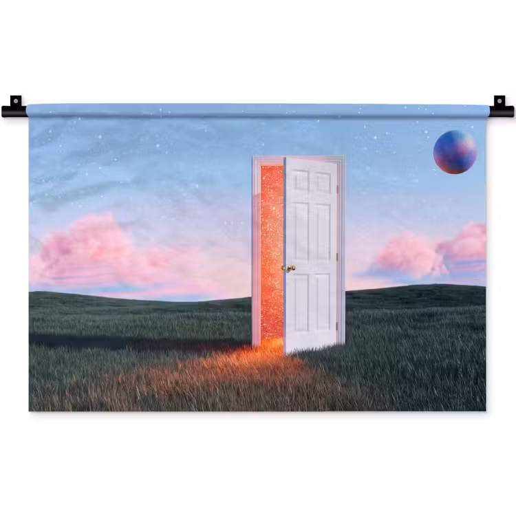 Wall Hanging - Door - Fantasy - Space - Deur - Fantasie - Ruimte Wandkleed katoen klein