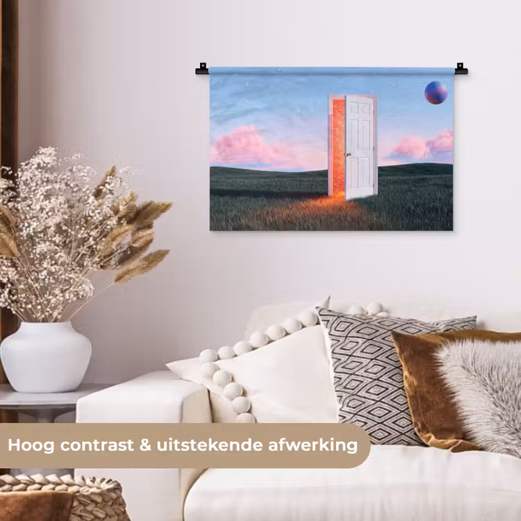 Wall Hanging - Door - Fantasy - Space - Deur - Fantasie - Ruimte Wandkleed katoen klein