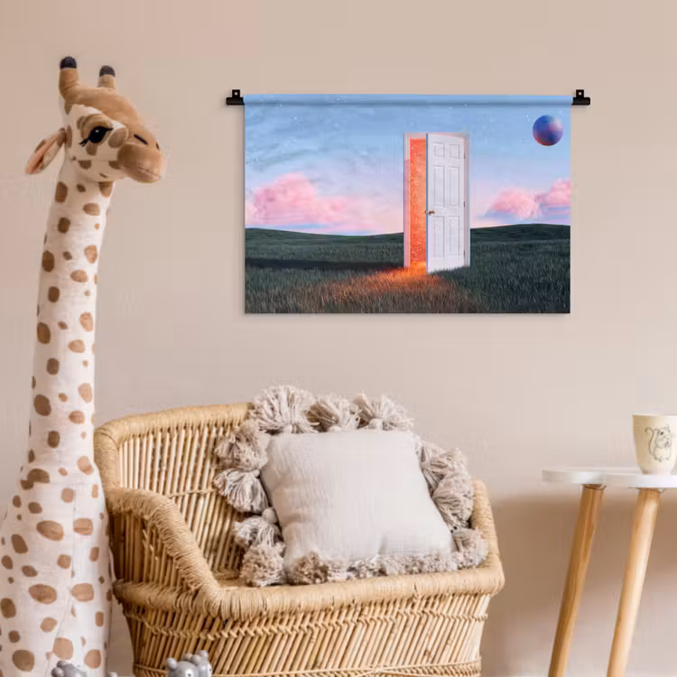 Wall Hanging - Door - Fantasy - Space - Deur - Fantasie - Ruimte Wandkleed katoen klein