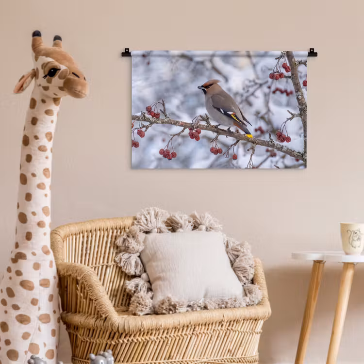 Pestvogel - Bessen - Winter - Natuur Wandkleed katoen klein -wsfeer5_kind