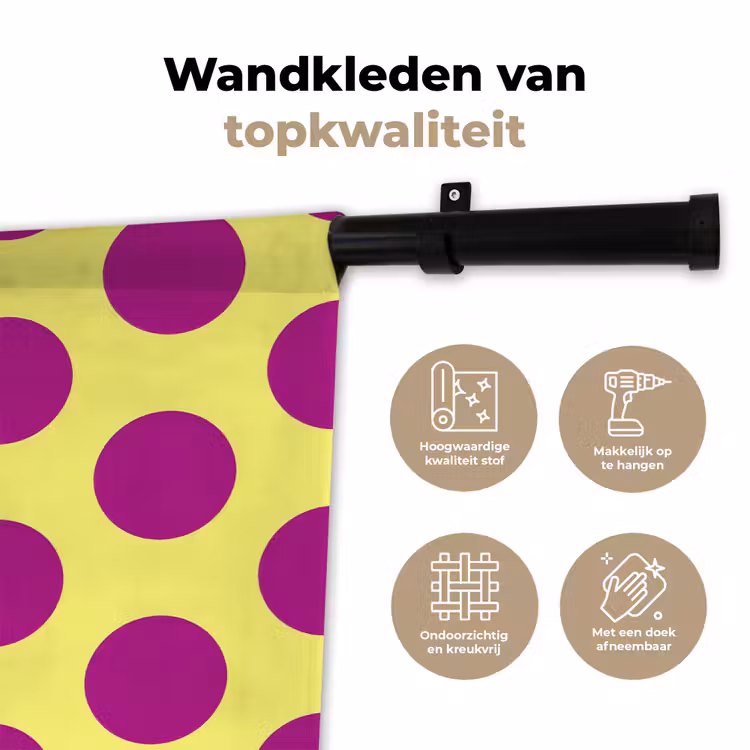 Dots - Klassiek - Geel Wandkleed katoen klein 269 -sfeer2