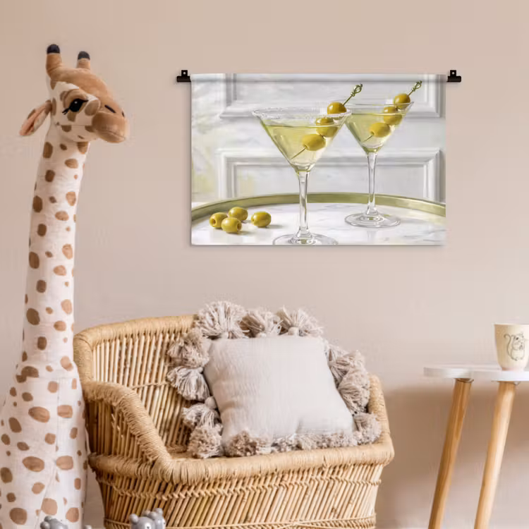 Drank - Martini - Olijven - Modern - Wit Wandkleed katoen klein -wsfeer5_kind