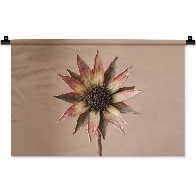 Droogbloem - Protea - Vintage - Beige - Rustiek Wandkleed katoen klein -zz3d