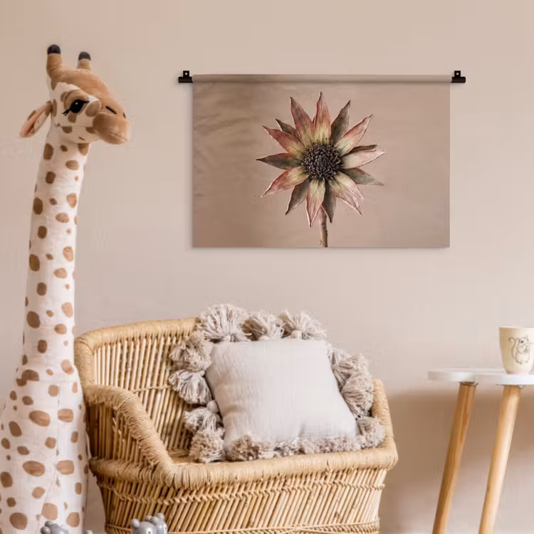Droogbloem - Protea - Vintage - Beige - Rustiek Wandkleed katoen klein -wsfeer5_kind