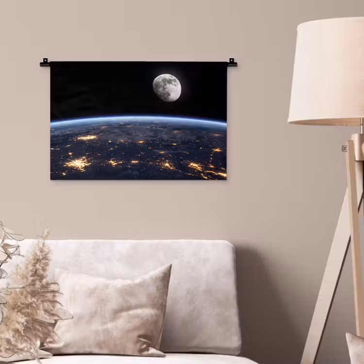 Wall Hanging - Earth - Night - Space - Aarde - Nacht - Ruimte Wandkleed katoen klein