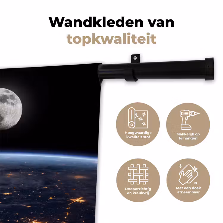 Wall Hanging - Earth - Night - Space - Aarde - Nacht - Ruimte Wandkleed katoen klein