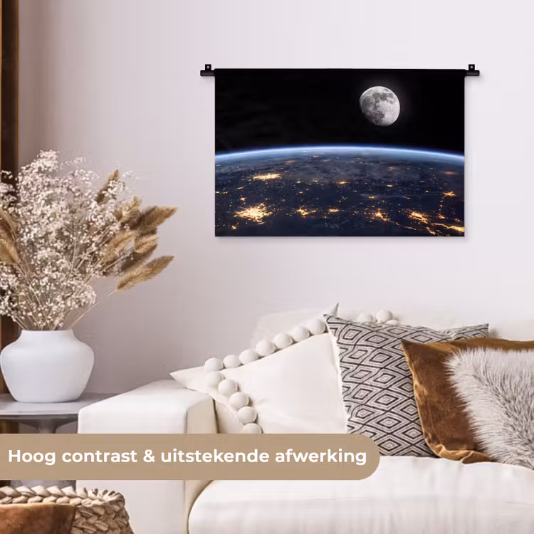 Wall Hanging - Earth - Night - Space - Aarde - Nacht - Ruimte Wandkleed katoen klein