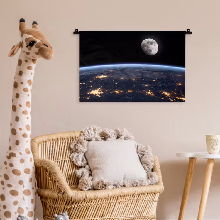 Wall Hanging - Earth - Night - Space - Aarde - Nacht - Ruimte Wandkleed katoen klein