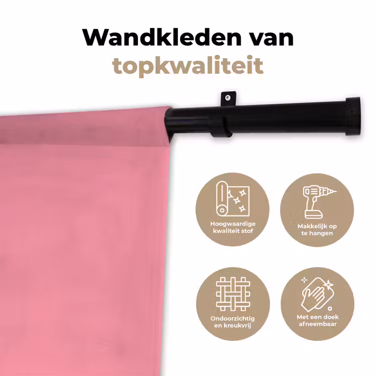 Eiffeltoren - Parijs - Architectuur - Minimalistisch - Roze Wandkleed katoen klein -sfeer2
