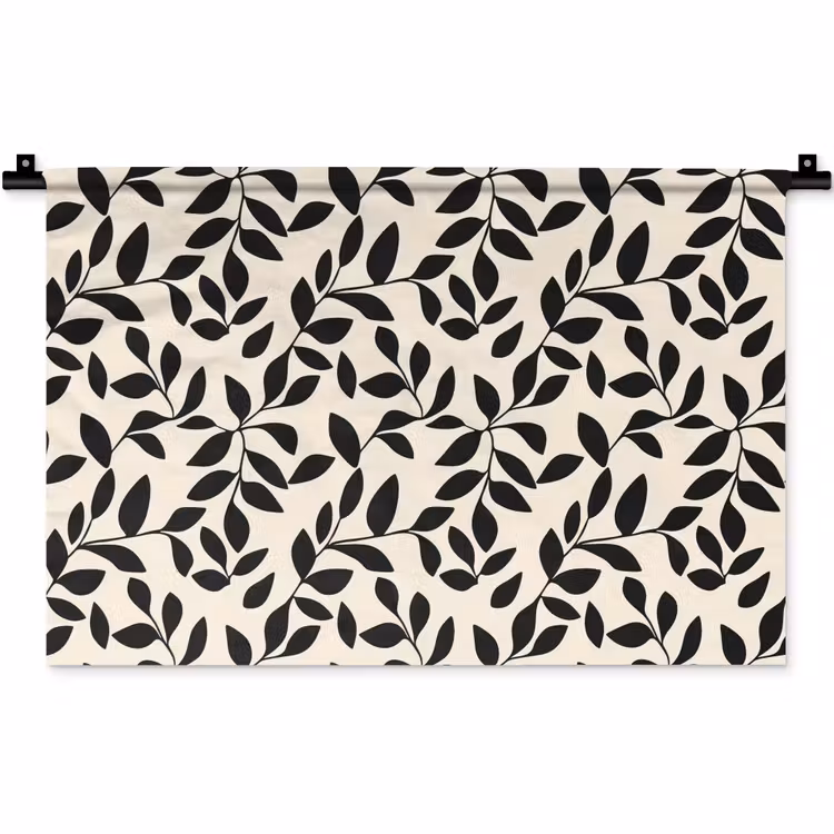 Elegant - Patroon - Zwart - Beige Wandkleed katoen klein 269 -zz3d