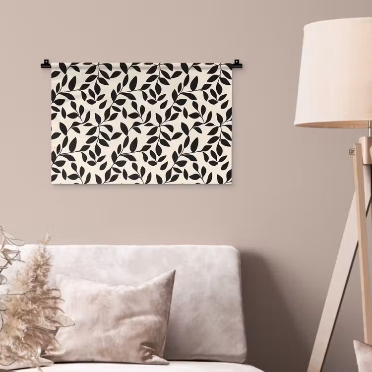 Elegant - Patroon - Zwart - Beige Wandkleed katoen klein 269 -sfeer4