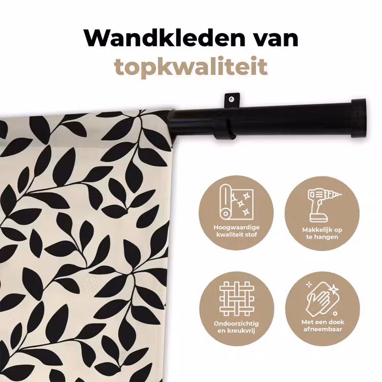 Elegant - Patroon - Zwart - Beige Wandkleed katoen klein 269 -sfeer2
