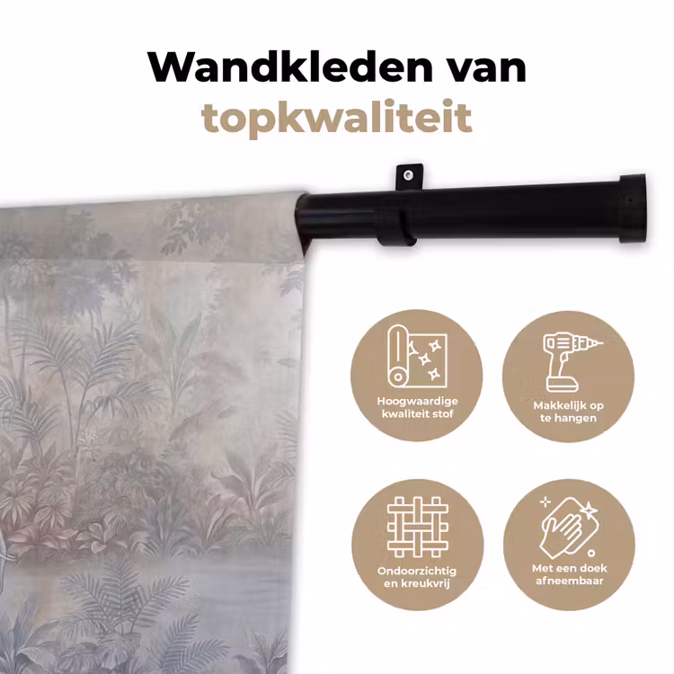 Olifant - Familie - Jungle - Illustratie - Grijs Wandkleed katoen klein -sfeer2