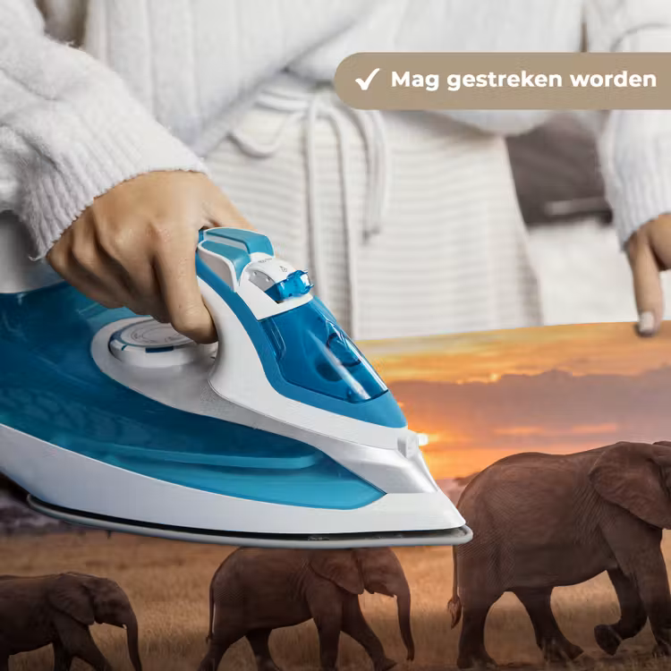 Olifanten - Savanne - Zonsondergang - Afrika - Warm Wandkleed katoen klein -sfeer9