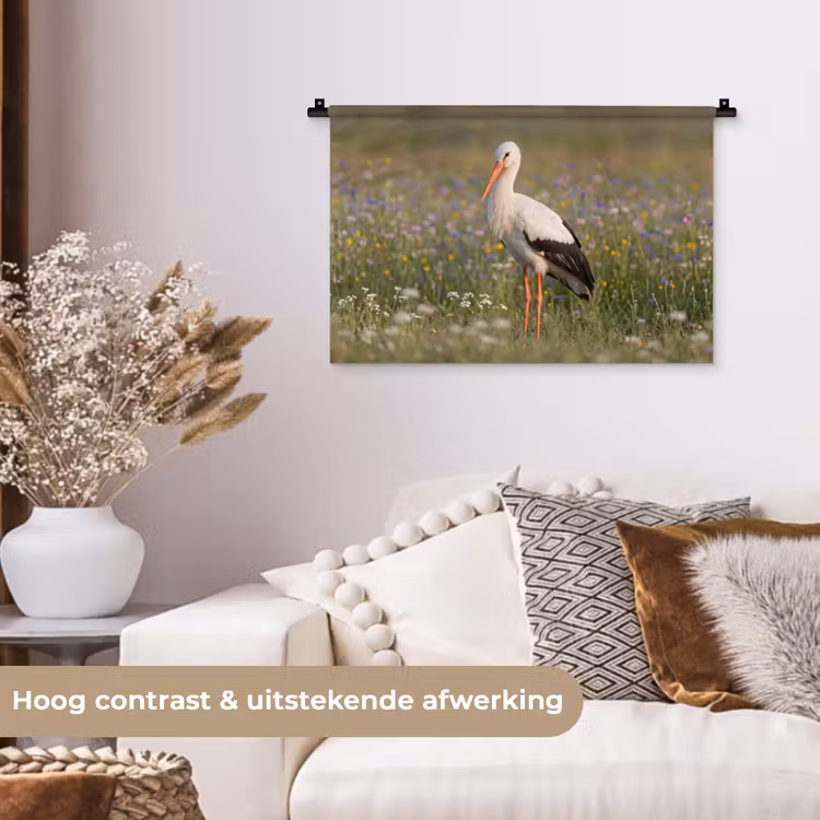 Ooienvaar - Bloemen - Weide - Kleurrijk Wandkleed katoen klein -sfeer1