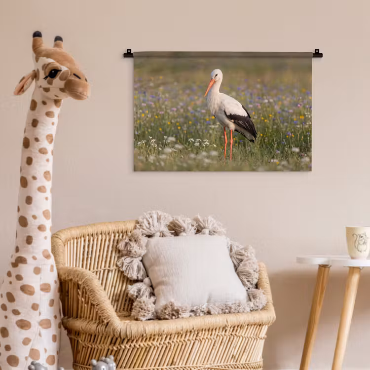 Ooienvaar - Bloemen - Weide - Kleurrijk Wandkleed katoen klein -wsfeer5_kind