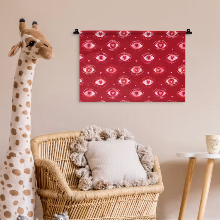 Ogen - Patroon - Roze - Donkerrood Wandkleed katoen klein 269 -wsfeer5_kind
