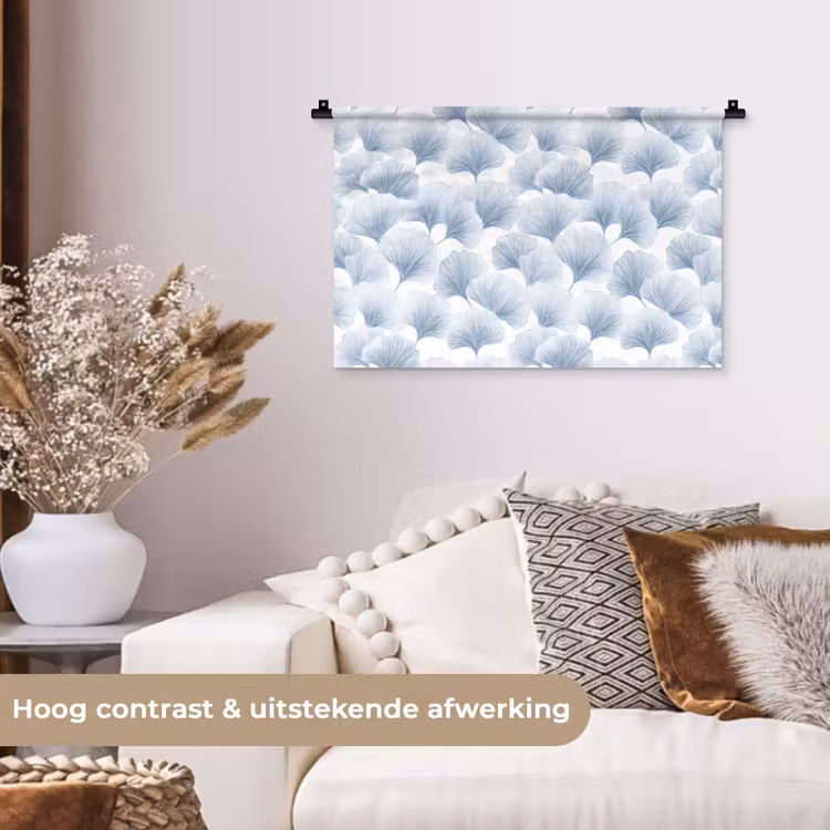 Waaier - Modern - Blauw Wandkleed katoen klein 269 -sfeer1