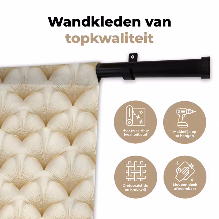 Waaier - Motief -  Goud Wandkleed katoen klein 269 -sfeer2