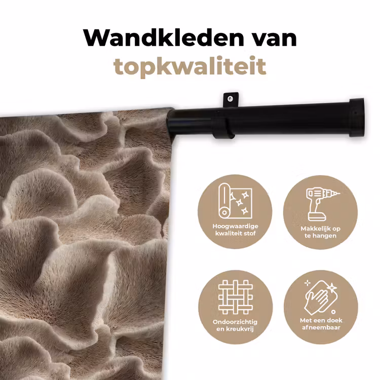 Waaiervorm - Beige - Vezel textuur Wandkleed katoen klein 269 -sfeer2
