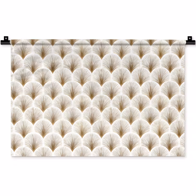 Waaiers - Art Deco - Elegant - Goud - Wit Wandkleed katoen klein 269 -zz3d