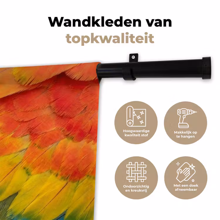 Veren - Ara - Kleurrijk Wandkleed katoen klein -sfeer2
