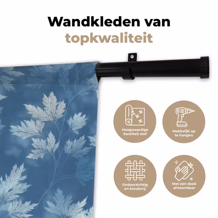 Varen - Botanisch - Patroon - Grijsblauw Wandkleed katoen klein 269 -sfeer2