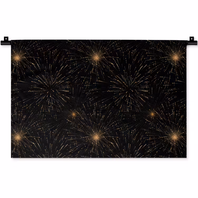 Vuurwerk - Patroon - Feestelijk - Goud - Zwart Wandkleed katoen klein 269 -zz3d
