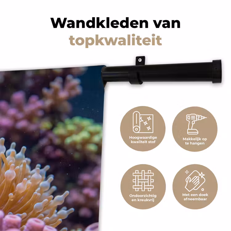 Vis - Koraal - Onderwater - Oranje - Dieren Wandkleed katoen klein -sfeer2