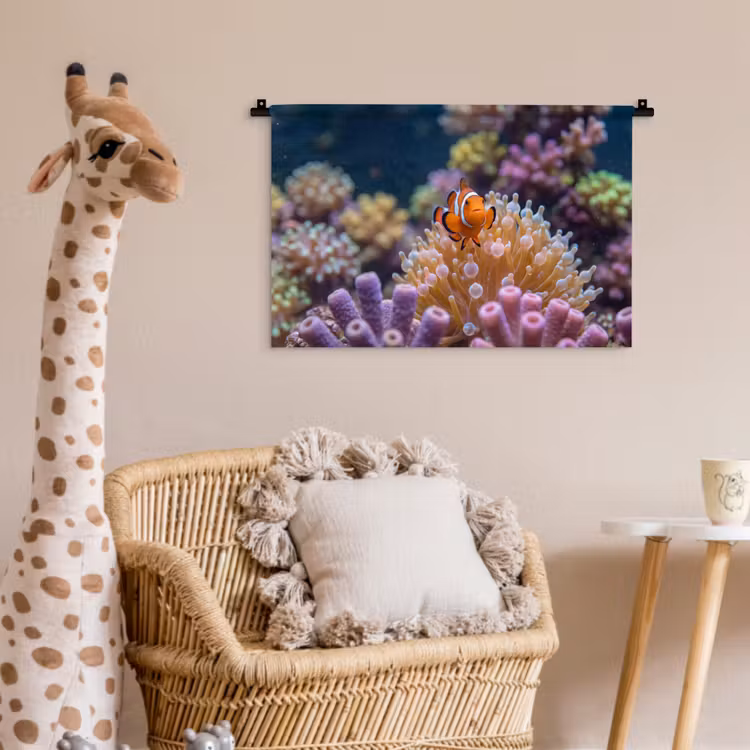 Vis - Koraal - Onderwater - Oranje - Dieren Wandkleed katoen klein -wsfeer5_kind