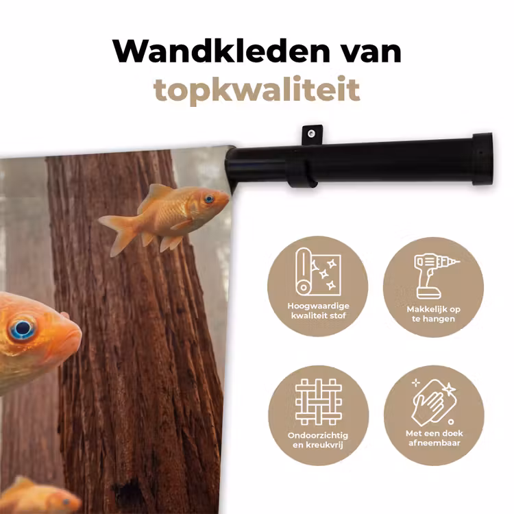Wall Hanging - Fish - Forest - Fantasy - Vis - Bos - Fantasie Wandkleed katoen klein