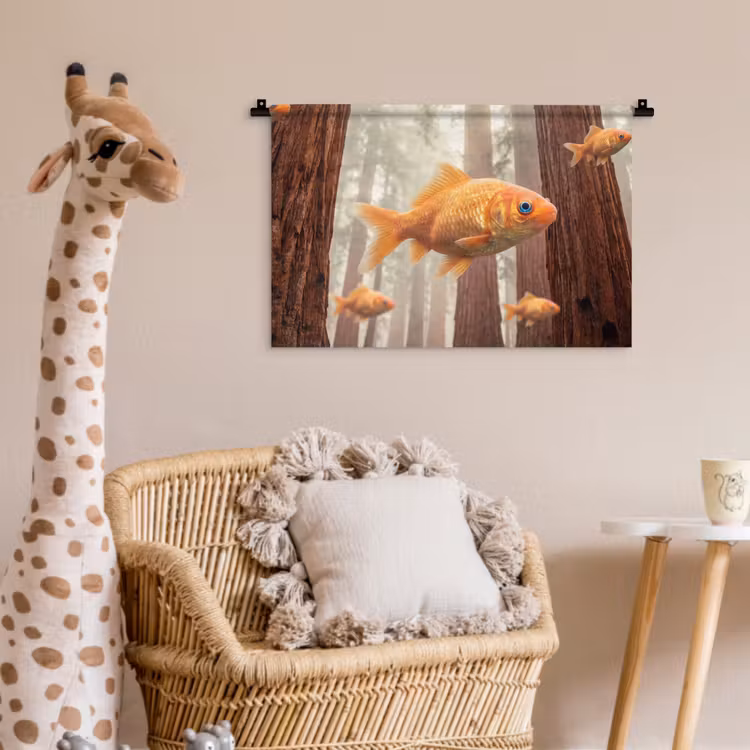 Wall Hanging - Fish - Forest - Fantasy - Vis - Bos - Fantasie Wandkleed katoen klein
