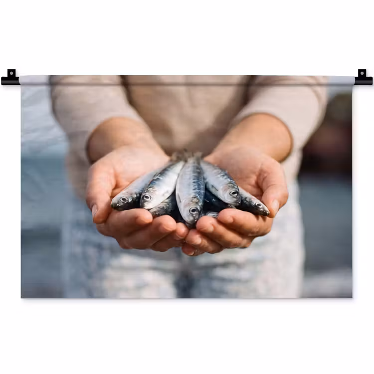 Wall Hanging - Fish - Hands - Nature - Vis - Handen - Natuur Wandkleed katoen klein