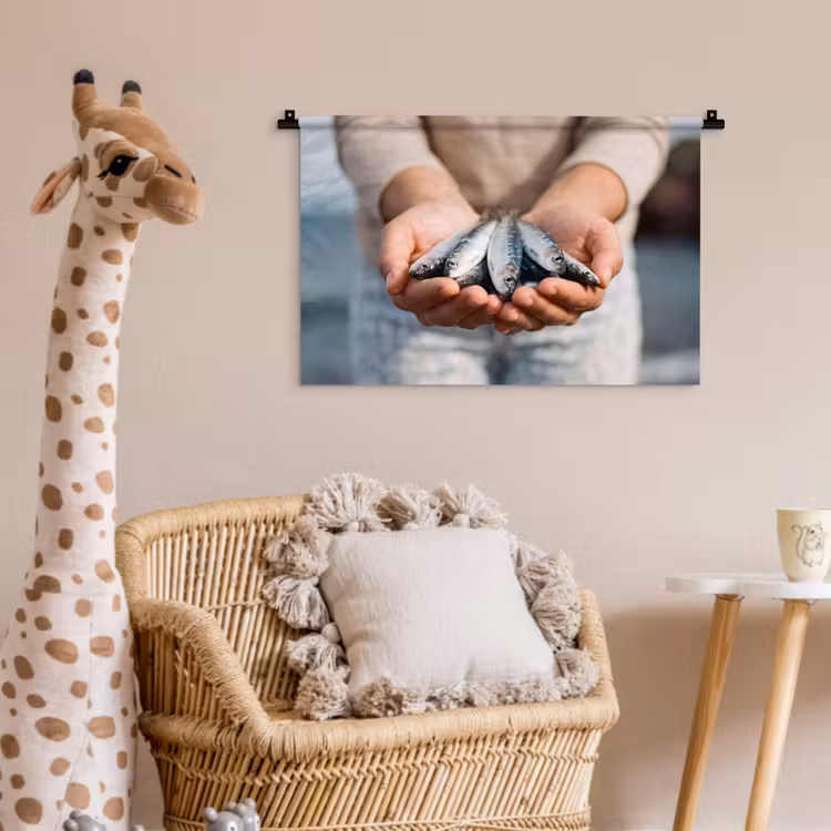 Wall Hanging - Fish - Hands - Nature - Vis - Handen - Natuur Wandkleed katoen klein