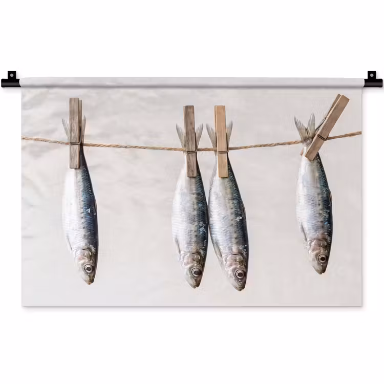 Wall Hanging - Fish - Hanging - Food - Vis - Hangend - Eten Wandkleed katoen klein