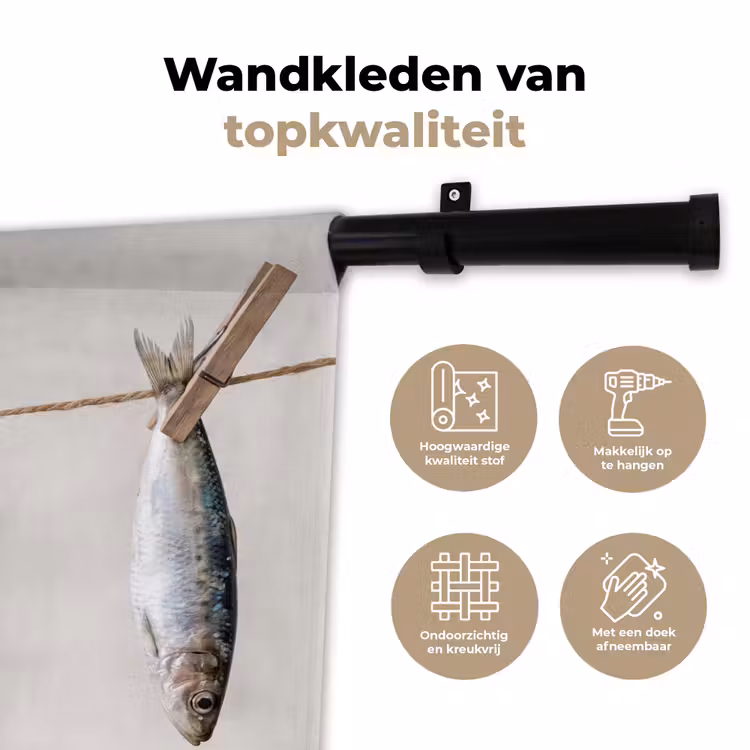 Wall Hanging - Fish - Hanging - Food - Vis - Hangend - Eten Wandkleed katoen klein