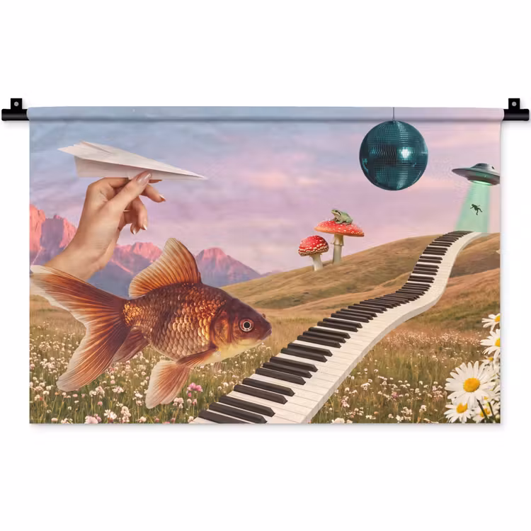 Wall Hanging - Fish - Nature - Abstract - Vis - Natuur - Abstract Wandkleed katoen klein